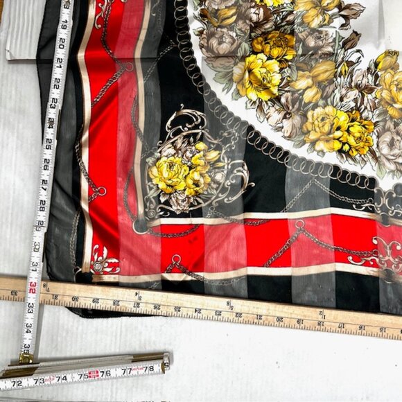 #49 Vintage Embassador Roberta ,  100% silk satin & chiffon, red black ivery(49 - Picture 9 of 9